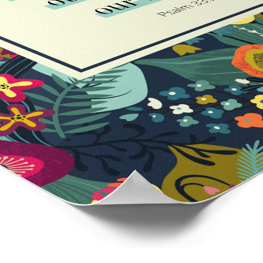 詩編33:20彼は私たちの救済抽象芸術フローラ ポスター (角)