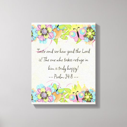 詩編34: 8 |バイブルやる気を起こさせる引用文Verse キャンバスプリント (正面)