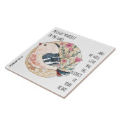 詩編37篇4節の詩とともに幻想的な鳥と花 タイル (側面)
