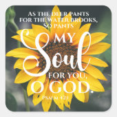 詩編42:1鹿のパンツとしてヒマワリのクリスチャン スクエアシール (正面)