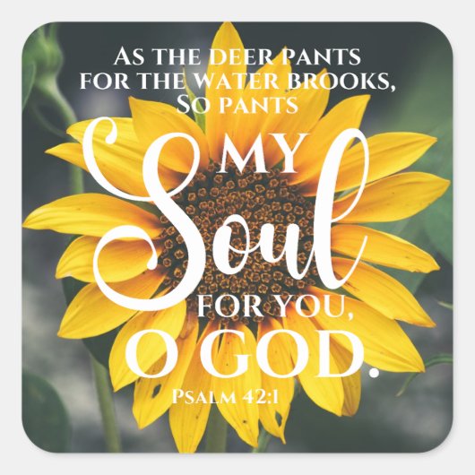 詩編42:1鹿のパンツとしてヒマワリのクリスチャン スクエアシール (正面)