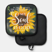 詩編42:1鹿のパンツとしてヒマワリのクリスチャン 鍋敷き (正面/裏面)