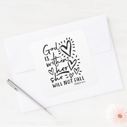 詩編46聖書の詩のステッカー スクエアシール (封筒)