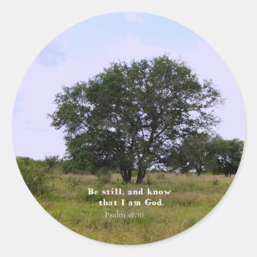 詩編46:10バイブル感動的引用文 ラウンドシール (正面)