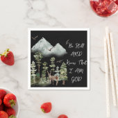 詩編46:10聖句ウォーターカラーウッドランド スタンダードカクテルナプキン (インサイチュ)