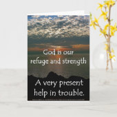 詩編46:1 – ミシガン湖の上の美しい日の出 カード (黄色い花)