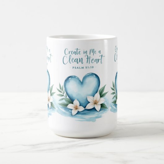 「詩編51水彩ハート結婚のギフトマグ モーフィングマグカップ (中央)