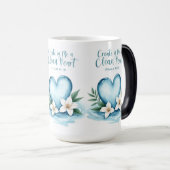 「詩編51水彩ハート結婚のギフトマグ モーフィングマグカップ (正面右)