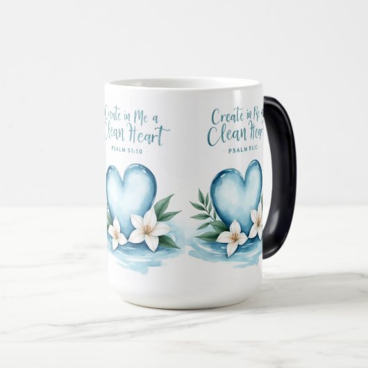 「詩編51水彩ハート結婚のギフトマグ モーフィングマグカップ (正面右)