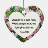 詩編51:10私にクリーンなハートを作成… セラミックオーナメント (裏面)