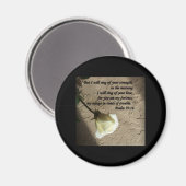 詩編59:16白バラ マグネット (正面/裏面)