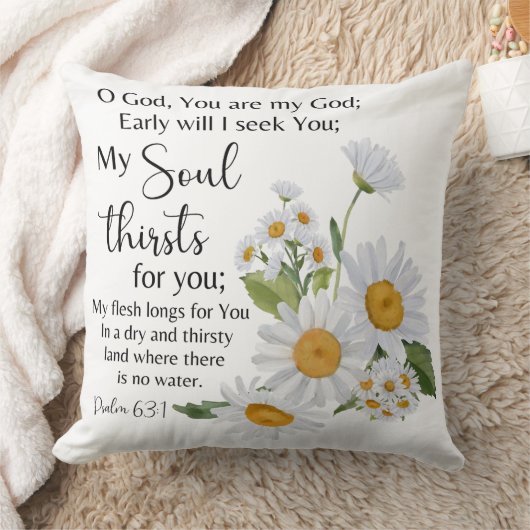 詩編63:1聖書聖なる書物、 経典カモミール花 クッション (ブランケット)