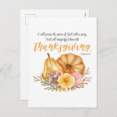 詩編69:30感謝祭の詩かぼちゃの秋の花 シーズンポストカード (正面/裏面)