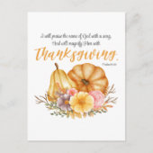 詩編69:30感謝祭の詩かぼちゃの秋の花 シーズンポストカード (正面)