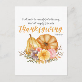 詩編69:30感謝祭の詩かぼちゃの秋の花 シーズンポストカード