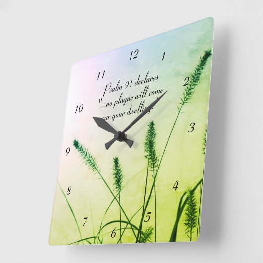 詩編91あなたの家の近くに来ペストは起こらない スクエア壁時計 (傾斜)