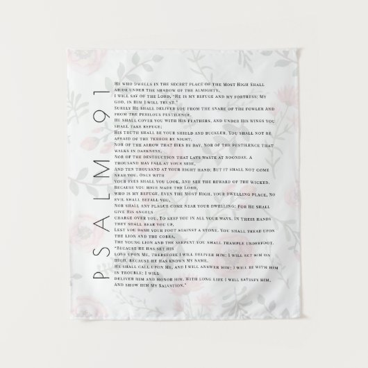 詩編91タイポグラフィクリスチャンフローラ タペストリー (正面)