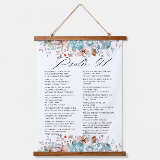 詩編91バイブル聖なる書物、 経典フローラ 吊り下げ型タペストリー (正面)