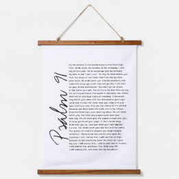 詩編91フォント聖書聖書木巻物 吊り下げ型タペストリー