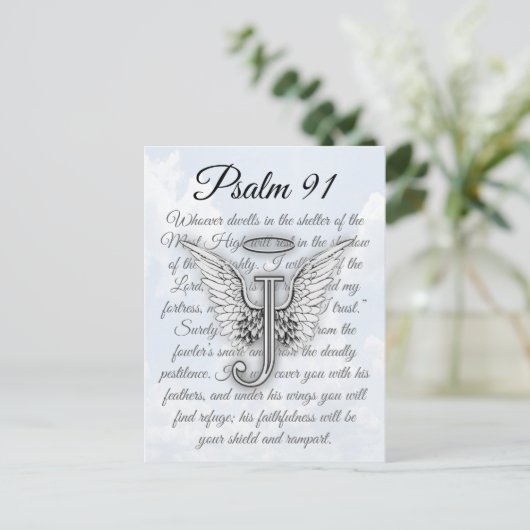 詩編91レターJエンジェルウィングスハローハガキ ポストカード (スタンド正面)