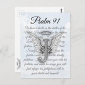 詩編91レターJエンジェルウィングスハローハガキ ポストカード (正面/裏面)