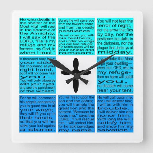 詩編91平方ウォールクロック スクエア壁時計 (正面)