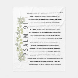 詩編91水彩ユーカリ葉聖なる書物、 経典 フリースブランケット