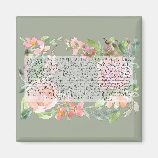 詩編91水彩画聖なる書物、 経典 マグネット (正面)