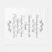 詩編91白黒ボタニカル葉クリスチャン フリースブランケット (正面(横))