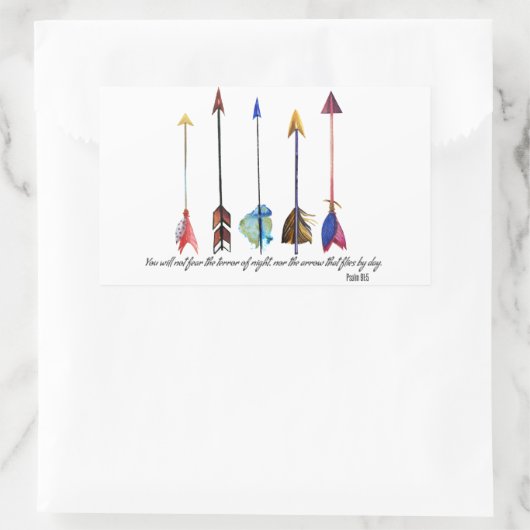 詩編91矢印 長方形シール (バッグ)