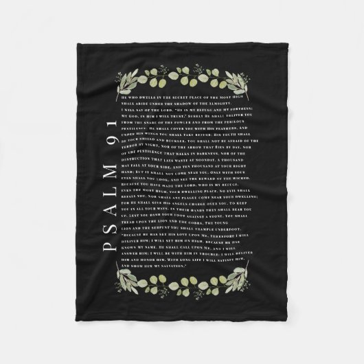 詩編91美しいユーカリ葉 フリースブランケット (正面)