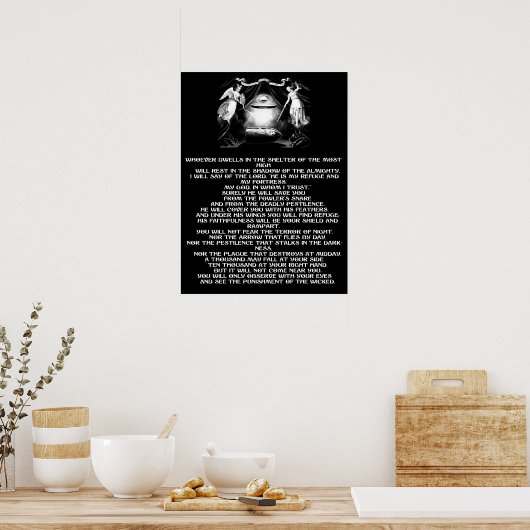 詩編91聖書引用文天使の宗教芸術 ポスター (キッチン)