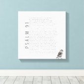 詩編91聖書聖なる書物、 経典クリスチャンの鳥のアートサイン キャンバスプリント (インサイチュ (ウッドフロア))