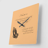 詩編91:1-2オレンジ スクエア壁時計 (傾斜)