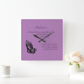 詩編91:1-2紫 スクエア壁時計 (ホーム)