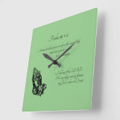 詩編91:1-2緑 スクエア壁時計 (傾斜)