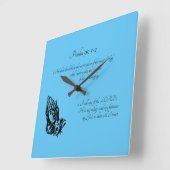 詩編91:1-2青 スクエア壁時計 (傾斜)