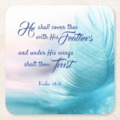 詩編91:4キングジェームズスクエアコースター スクエアペーパーコースター (正面)