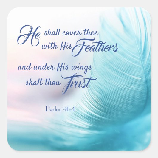 詩編91:4キングジェームズスクエアステッカー スクエアシール (正面)