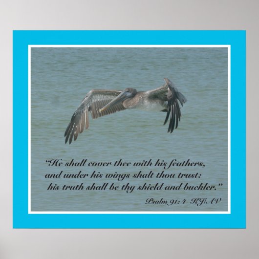 詩編91:4聖なる書物、 経典プリント ポスター (正面)