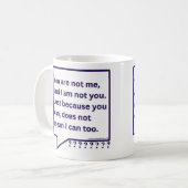 詩考え引用文「お前は俺じゃない」とマグカップ。 コーヒーマグカップ (正面左)