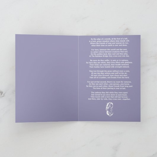 詩虹の橋のための馬悔やみや弔慰 カード (内部)