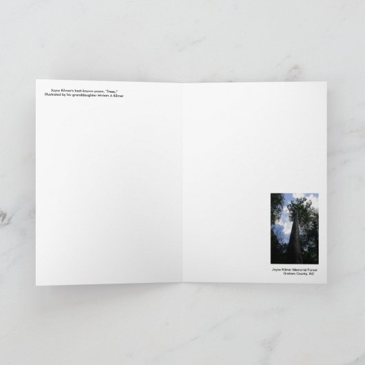 詩 キルマー 樹木 5x7フレーム 折り畳み カード (内部)