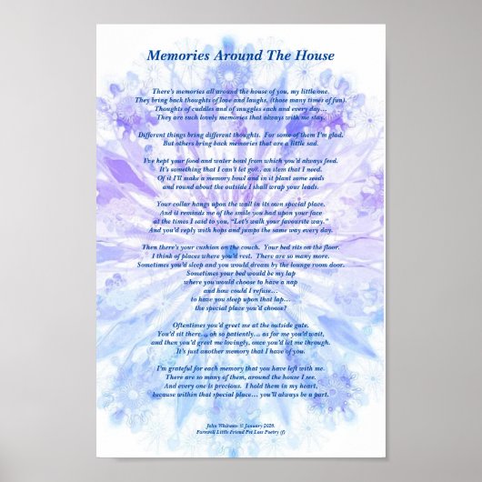 詩:ペットの特別な思い出、ポスター(マット仕上げ) ポスター (正面)