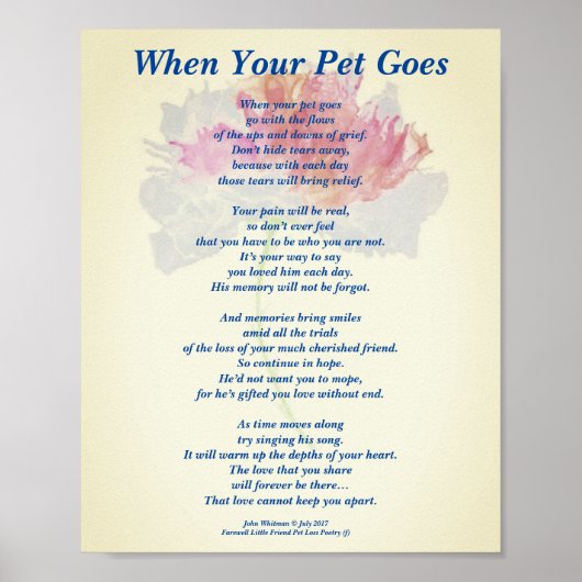 詩：男性ペットロス悔やみや弔慰FLSTポスターマット ポスター (正面)