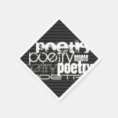 詩;黒と濃いグレーのストライプ スタンダードカクテルナプキン (角)