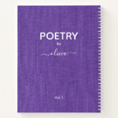 詩by名前をカスタムするパープルリネン写真 ノートブック (裏面)