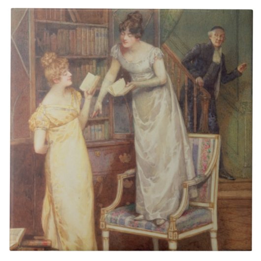 詮索好きな目1901年(w/c白と高まる) タイル (正面)