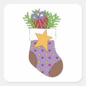 詰まったクリスマスストッキングスクエア スクエアシール (正面)