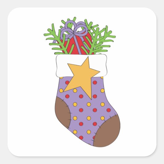 詰まったクリスマスストッキングスクエア スクエアシール